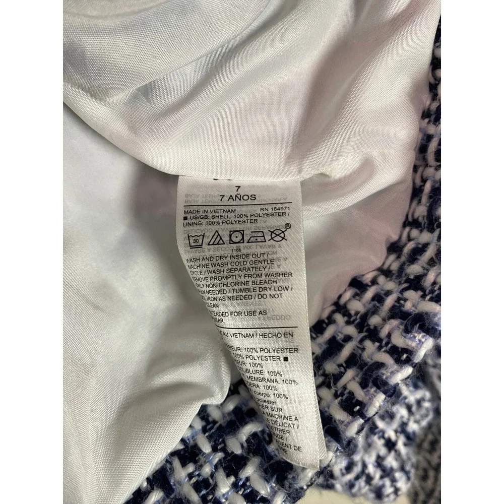 Janie and Jack Kids Navy White Tweed Dress and Matching Jacket Set Size 7 Preppy